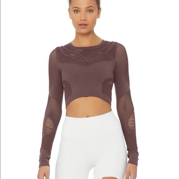 Alo Yoga Siren Long Sleeve Raisin Top M - Picture 8 of 8